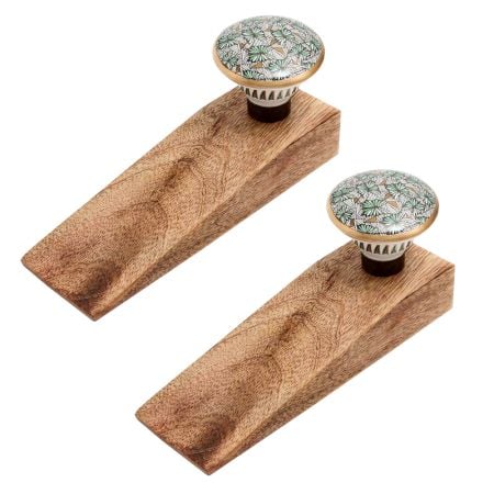 2 Pieces Green Butterfly Swarm Ceramic Wooden Door Stopper